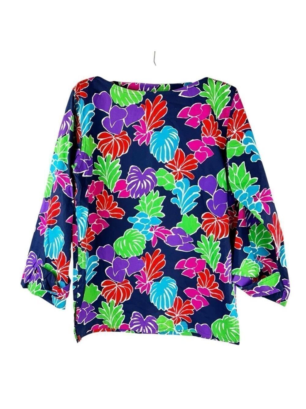 Saint Laurent Rive Gauche Floral Boatneck Relaxed Cotton Top